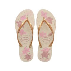 Sandália Havaianas Slim Organic Preto/Cinza/Ouro 33/34 Flores 1 Par