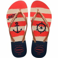 Sandália Havaianas Slim Nautical Bege Palha/Rose Gold 33/34 Coleção 1 Par