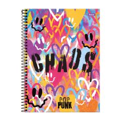Caderno Foroni Universitário Espiral Capa Dura Pop Punk 1 Mat 80 Fls 4 Und. Capas Sortidas C/Adesivo 