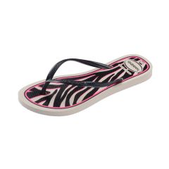 Sandália Havaianas Slim Animals Bege Palha/Cinza Dark Metálico 35/36 Animal Print Coleção 1 Par