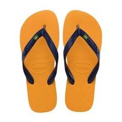 Sandália Havaianas Brasil Listra Amarelo Pop Marinho 39/40 Básico 1 Par