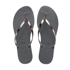 Sandália Havaianas You Metallic Cinza Aço/Grafite Metálico 33/34 Coleção 1 Par
