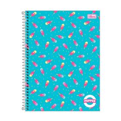 Caderno Tilibra Universitário Espiral Capa Dura Pepper 10 Mat 160 Fls 4 Und. Fem S/Adesivos 