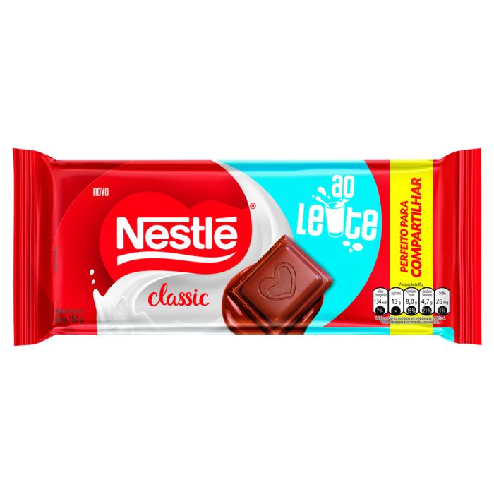 ꕤ︎︎ちょこっとブレス‪ෆ‪.*・゜c. Chocolate Nestlé Classic Tablete Ao Leite 150g